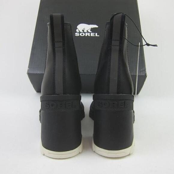 Sorel Womens 10 Black Leather Boots High Heel Chelsea Ankle Waterproof NEW - Picture 9 of 12